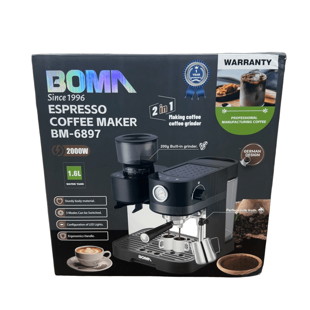 Boma 2 in 1 Espresso Coffee Machine with Grinder BM-6897