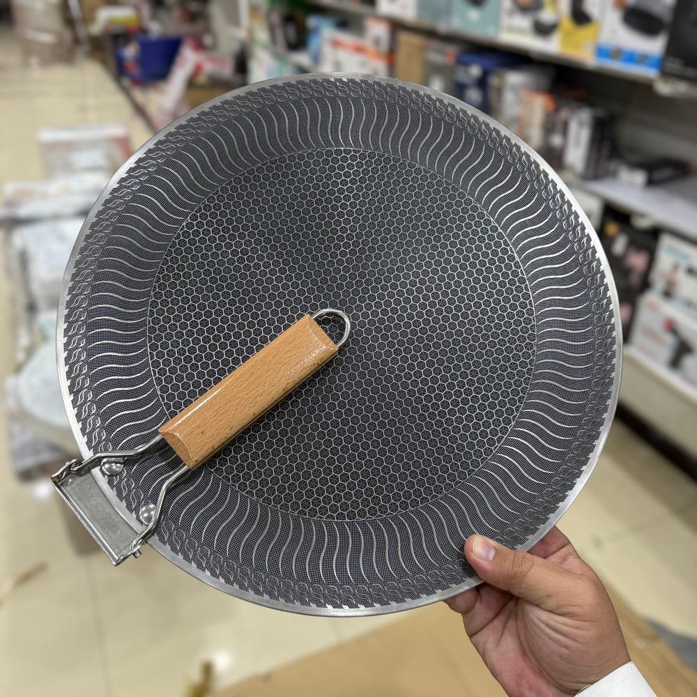 Foldable Wooden Handle Laser Coated Tawa